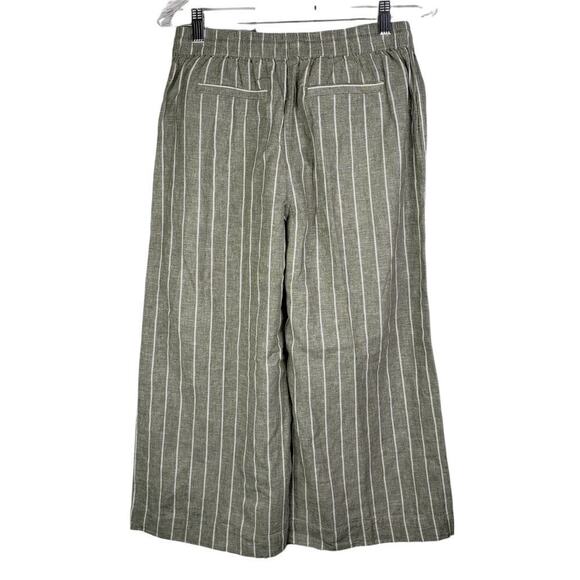 Beach Lunch Lounge Womens Olive WTB1861 Linen Wide Leg Cropped Pants Size Small - Picture 2 of 7